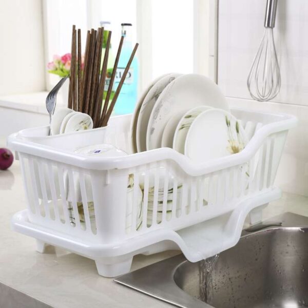 Lishui Plastic Dish Rack for Kitchen, Stackable Dish Organizer, Space-Saving Kitchen Storage Rack