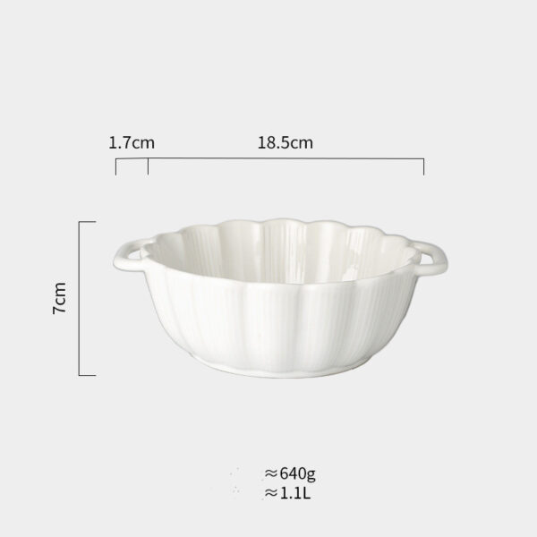 Spacious Nordic-Style Ceramic Salad Bowl, Large Binaural Design for Elegant Dining, Perfect for Serving Salads and Side Dishes