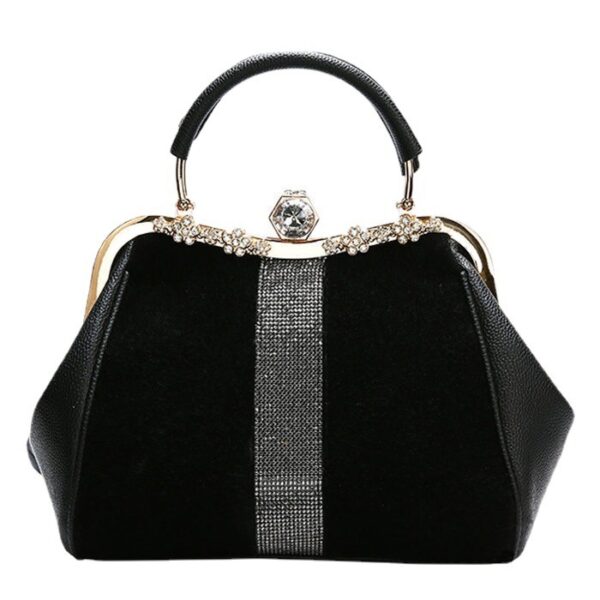 Autumn Winter Diamond-Embellished Handbag, All-Match Horse Hair-Like Handbag, Diamond-Embedded Horse Hair Style Handbag