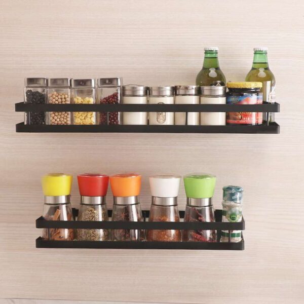 Wall-Mounted Kitchen Organizer Shelf, Practical Storage Solution for Kitchen Accessories, Space-Saving Wall Shelf