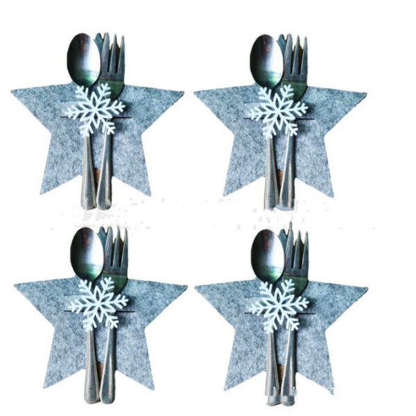 Festive Gray Five-Pointed Star Tableware Cover for Christmas, Decorative and Practical Holiday Table Accessory