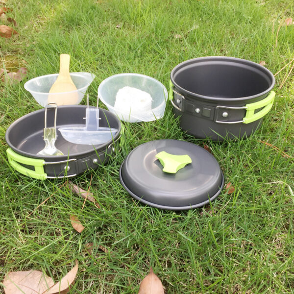 Portable 1-2 Person Camping Cookware Set, Outdoor Folding Cookware for Camping, Compact and Lightweight Camping Pot Set