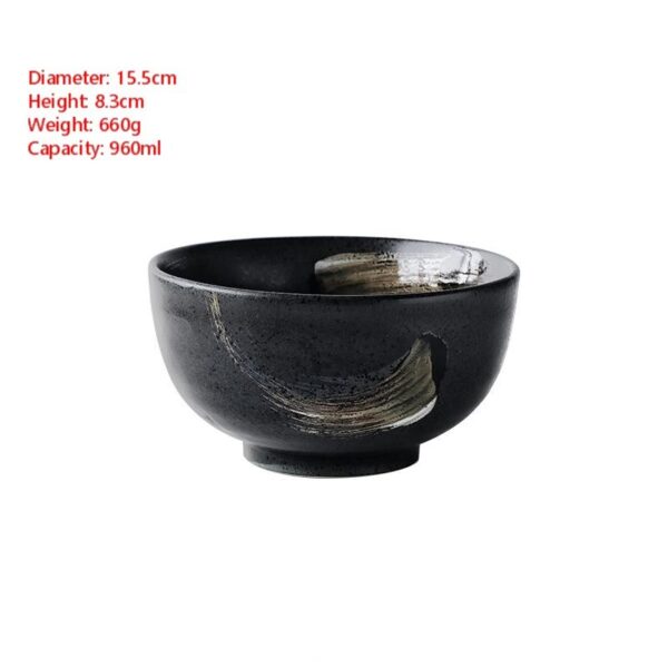 Ceramic Creative Tableware Household Rice Bowl, Artistic Ceramic Rice Bowl, Functional and Stylish Dining Bowl