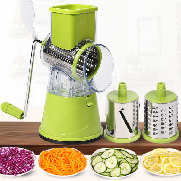 Multi-Function Drum Cutter, Manual Stainless Steel Grater, Efficient Vegetable and Cheese Grating Tool for Kitchen