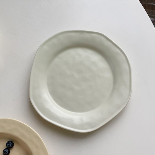 Irregular Hand-squeezed Matte Tableware Dessert Cake Plate Yogurt Breakfast Cereal Bowl Soup Plate, Unique Hand-Squeezed Matte Tableware for Dessert and Meals