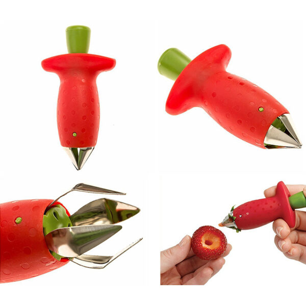 Metal and Plastic Strawberry Stem Remover, Fruit Leaf and Tomato Stalks Gadget, Efficient Strawberry and Tomato Stem Removal Tool