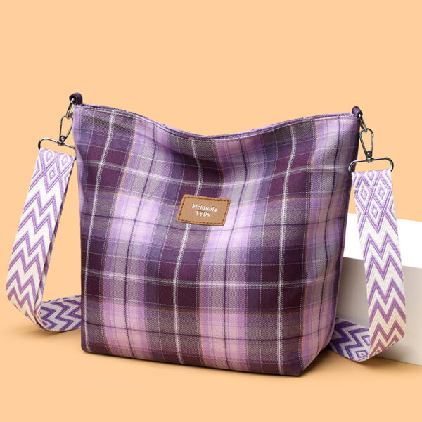 Large Capacity Contrast Color Messenger Bag, Versatile One-Shoulder Commuter Bag, Stylish Checkered Messenger Bag