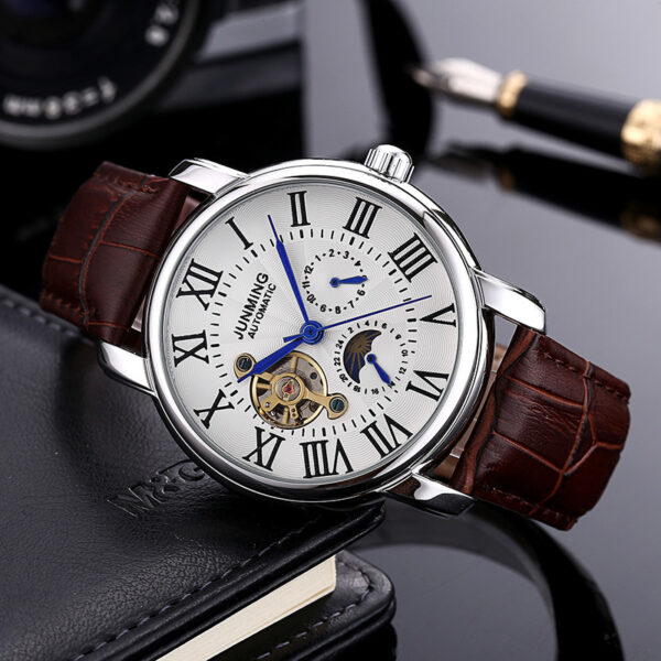 JUNMING Roman Characters Automatic Mechanical Watch for Men, Waterproof Men's Mechanical Watch with Roman Numerals by JUNMING