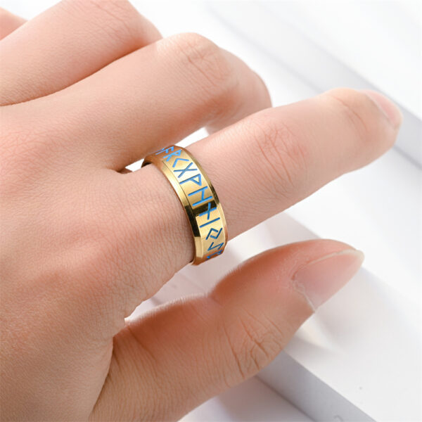 Unique European Pirate Vikings Text Ring with Luminous Effect, Stylish Luminous Viking Text Ring with European Pirate Design