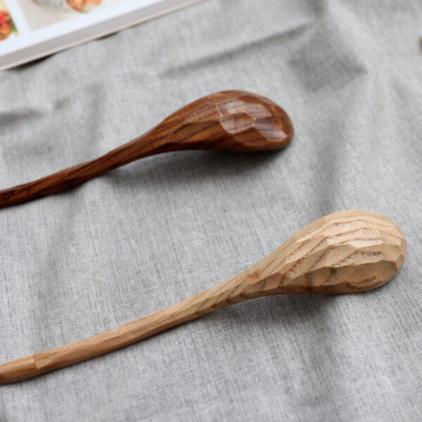 Creative Hammered Wooden Curved Spoon Tableware, Artistic Wooden Spoons for Unique Dining, Handcrafted Hammered Curved Spoons