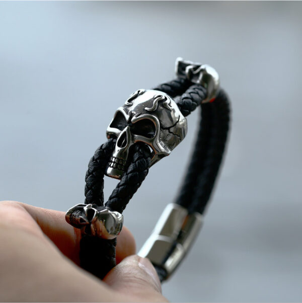 Stainless Steel Skull Bracelet for Men, Trendy Stainless Steel Skull Bracelet, Fashionable Skull Design Stainless Steel Bracele