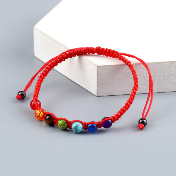 Seven-Color Beads Round Bracelet, Vibrant Round Seven-Color Bead Bracelet, Multi-Color Round Bead Accessory Bracelet