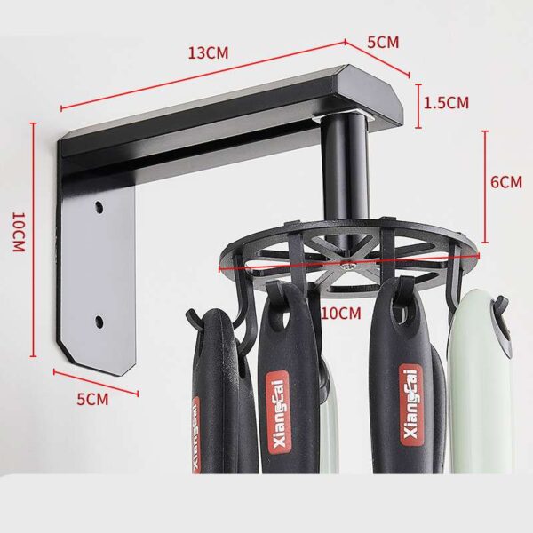 Space Aluminum Kitchen Rotating Hook Rack, Adjustable and Durable Organizer for Kitchen Utensils, Sleek and Modern Design