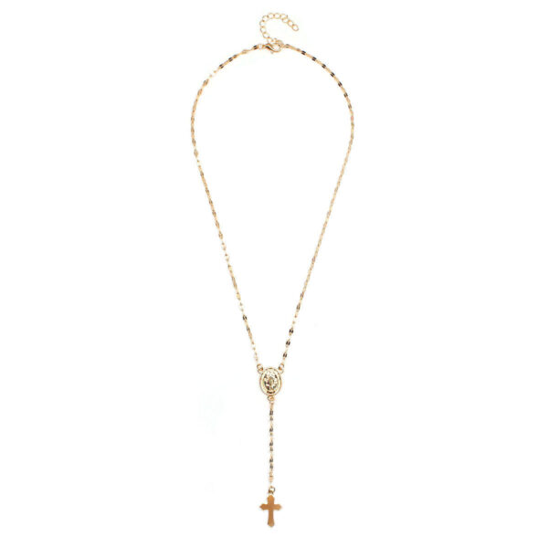 Three-Color Cross Virgin Necklace for Ladies, European and American Fashion Cross Necklace, Stylish Three-Color Cross Necklace for Women