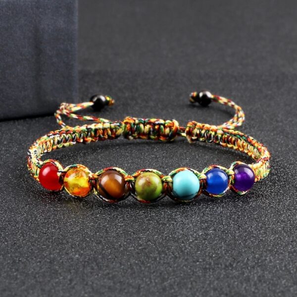 6MM Colorful Natural Stone Ball Bracelet Adjustable, Hand-Woven 6MM Colorful Stone Bracelet, Cross-Border 6MM Natural Stone Adjustable Bracelet