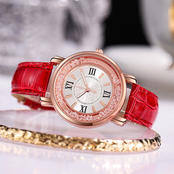 Quicksand Beads Quartz Watch with Female Belt Design, Stylish Female Quartz Watch with Quicksand Beads, Elegant Female Belt Quartz Watch with Quicksand Effect