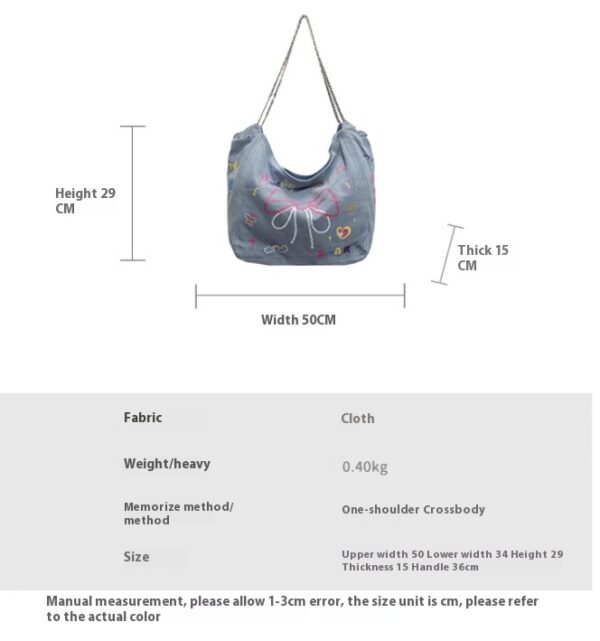 Women's Graffiti Denim Canvas Shoulder Bag, Niche Large Capacity Casual Tote, Stylish Single Shoulder Bag for Women