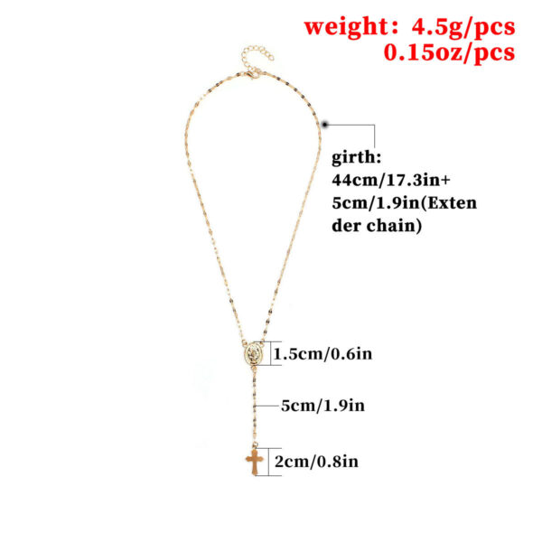 Three-Color Cross Virgin Necklace for Ladies, European and American Fashion Cross Necklace, Stylish Three-Color Cross Necklace for Women