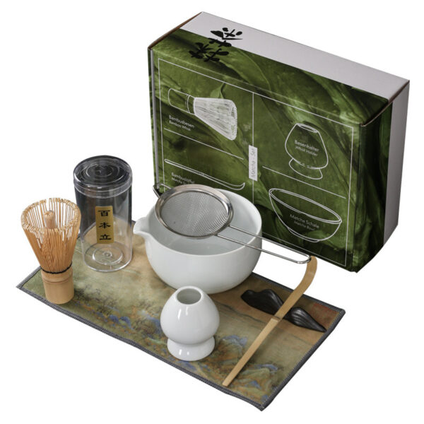 Japanese Matcha Tea Set, Pouring Ceramic Bowl with Cups, Traditional Matcha Ceremony Drinkware