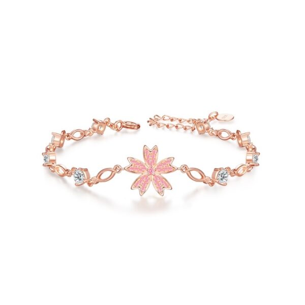 Ferris Wheel Cherry Blossom S925 Sterling Silver Bracelet, Elegant Cherry Blossom Bracelet with Ferris Wheel Design, Women’s Sterling Silver Cherry Blossom Bracelet