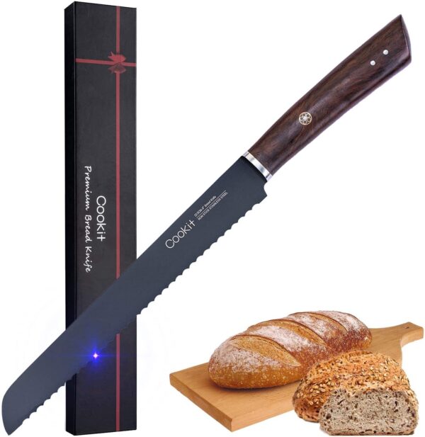 9-Inch Bread Knife with Serrated Edge, High Carbon Stainless Steel Bread Cutter, Forged Knife for Homemade Bread