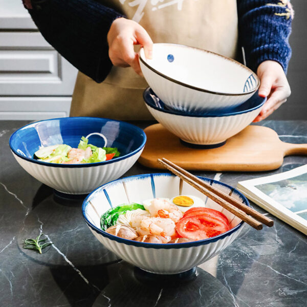 Ceramic Japanese Tableware, Household Hat Noodle Bowl, Stylish and Functional Asian Dining Bowl