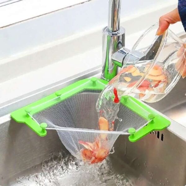 Triangle Hanging Net Storage Drain Rack for Kitchen Sink, Efficient Leftovers and Water Filter