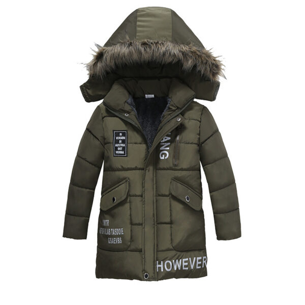 Warm Boys' Winter Coat with Fur Collar, Cozy Padded Jacket for Boys, Stylish Warm Cotton Jacket for Kids