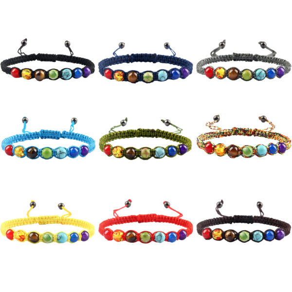 Seven-Color Beads Round Bracelet, Vibrant Round Seven-Color Bead Bracelet, Multi-Color Round Bead Accessory Bracelet