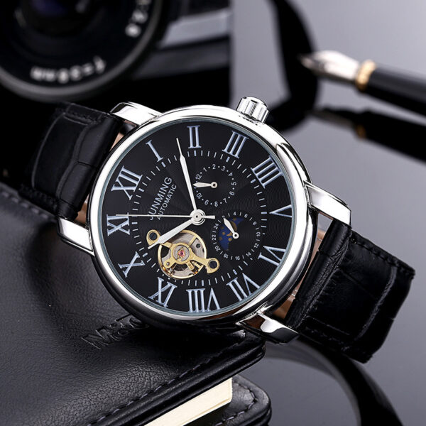 JUNMING Roman Characters Automatic Mechanical Watch for Men, Waterproof Men's Mechanical Watch with Roman Numerals by JUNMING