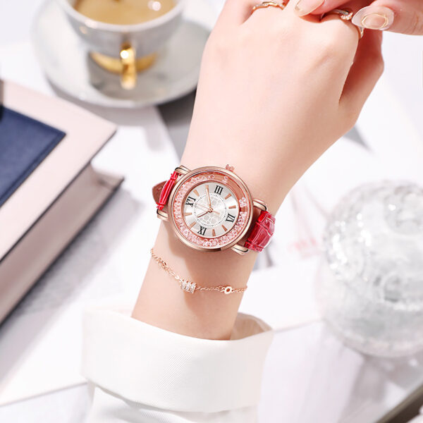 Quicksand Beads Quartz Watch with Female Belt Design, Stylish Female Quartz Watch with Quicksand Beads, Elegant Female Belt Quartz Watch with Quicksand Effect