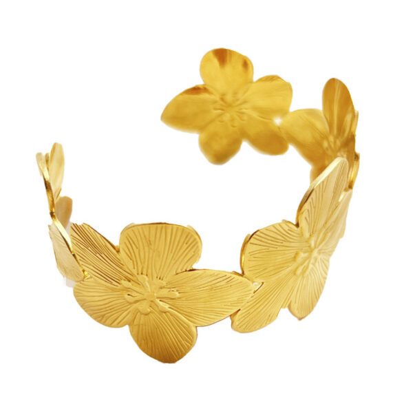 Gold Flower Openings Bracelet for Women, Elegant High-Sense Gold Flower Bracelet, Women’s Gold Flower Bracelet Ornament