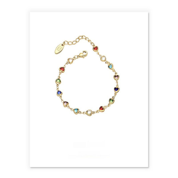 Brass Plated 18K Real Gold and White Gold Color Glass Heart Bracelet, Summer Candy Color Glass Heart Necklace with 18K Gold Plating