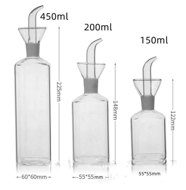 Transparent Square Glass Oiler for Kitchen, Stylish and Functional Oil Dispenser, Ideal for Cooking