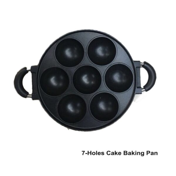 7-Hole Round Flat Cake Mold, DIY Cast Aluminum Nonstick Baking Pan, Ideal for Baking Multiple Treats