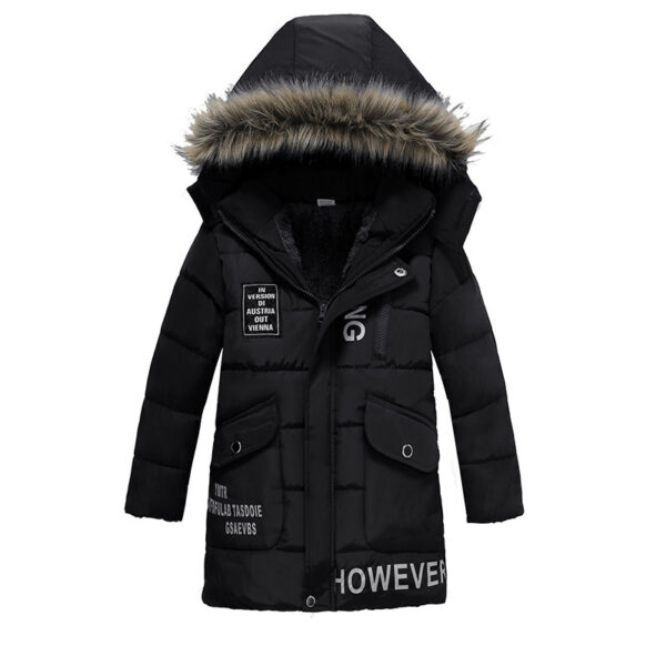 Warm Boys' Winter Coat with Fur Collar, Cozy Padded Jacket for Boys, Stylish Warm Cotton Jacket for Kids