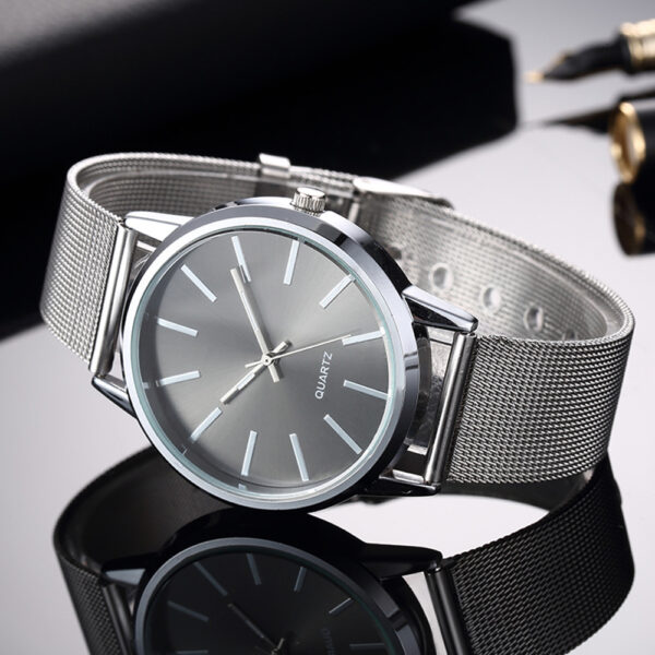 Korean-Style Ultra-Thin Stainless Steel Quartz Watch, Simple and Elegant Ultra-Thin Quartz Watch with Stainless Steel Band, Stylish Korean-Inspired Ultra-Thin Stainless Steel Watch