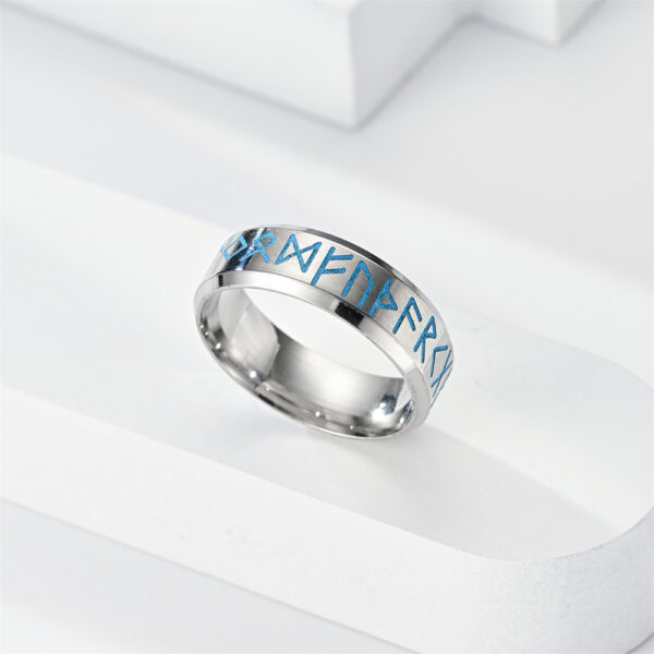 Unique European Pirate Vikings Text Ring with Luminous Effect, Stylish Luminous Viking Text Ring with European Pirate Design