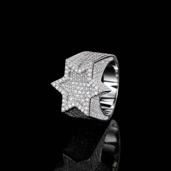 Hip Hop Micro Inlaid Zircon Six-Pointed Star Ring for Men, Trendy Micro Inlaid Zircon Six-Pointed Star Ring for Men, Stylish Hip Hop Zircon Star Ring for Men