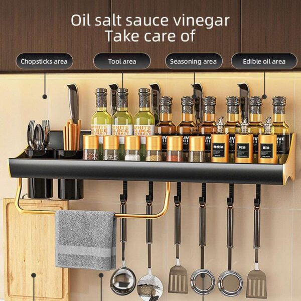 Fashionable Wall-Mounted Kitchen Shelf, Punch-Free Multifunctional Organizer for Stylish Storage