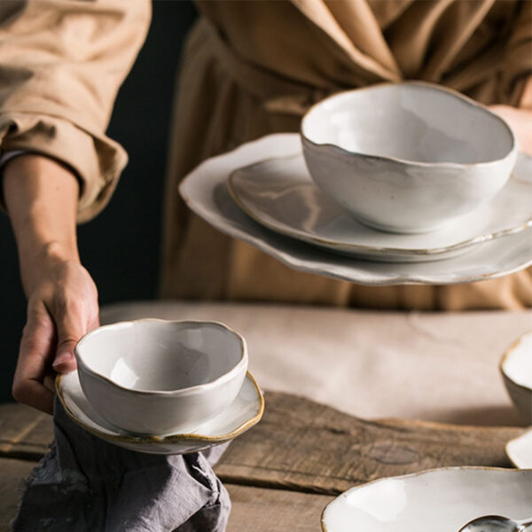 Unique Irregular Ceramic Tableware, Stylish and Modern Dishware for Distinctive Dining