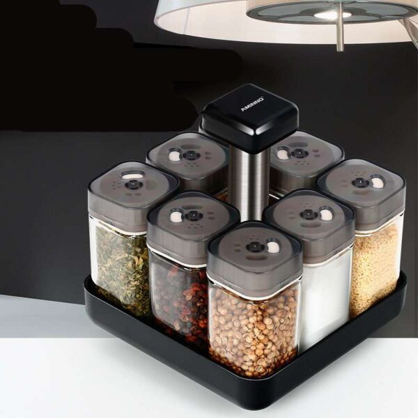 Glass Spice Jar Organizer for Kitchen, Transparent Pepper and Seasoning Container, Efficient Spice Storage Solution