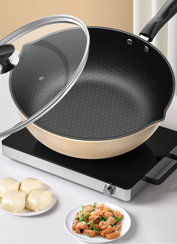 Honeycomb Wok for Induction and Gas Stoves, Durable Household Cooking Pot, Versatile Wok for All Cooking Surfaces