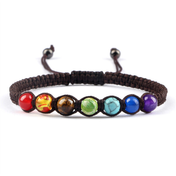 6MM Colorful Natural Stone Ball Bracelet Adjustable, Hand-Woven 6MM Colorful Stone Bracelet, Cross-Border 6MM Natural Stone Adjustable Bracelet