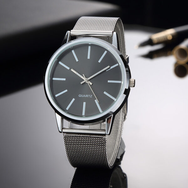 Korean-Style Ultra-Thin Stainless Steel Quartz Watch, Simple and Elegant Ultra-Thin Quartz Watch with Stainless Steel Band, Stylish Korean-Inspired Ultra-Thin Stainless Steel Watch