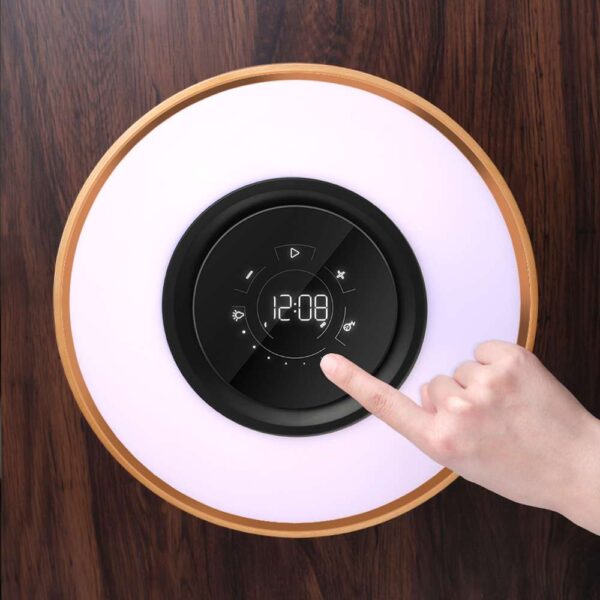 Intelligent Music Bluetooth Speaker with Wireless Charging Bed Lamp, WiFi Circle Tree LED Light with Bluetooth Speaker and Wireless Charging, Round Bluetooth Speaker Bed Lamp with Wireless Charging