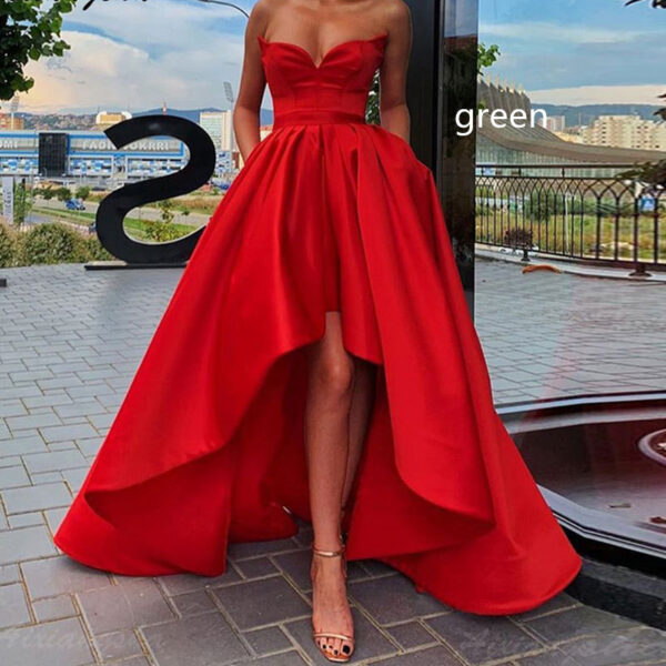 Ladies' Evening Dress, Sexy Tube Top Satin Gown, Elegant Satin Tube Top Dress