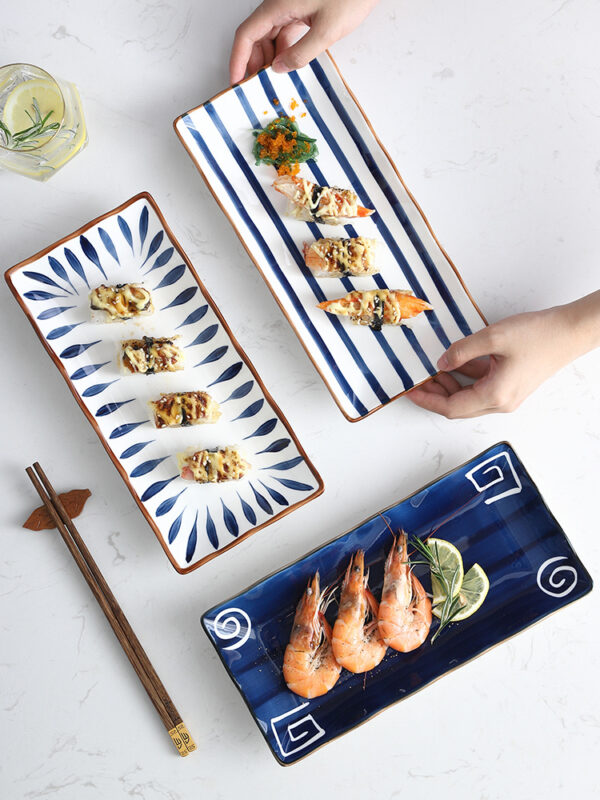 Japanese-Style Ceramic Dinner Plate, Versatile Household Plate for Breakfast, Fish, Sushi, and More