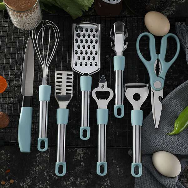 Stainless Steel Kitchen Gadgets Set, Household Kitchen Utensils Tray, Includes Peeler, Scissors, and Egg Beater