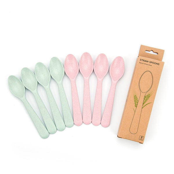 Wheat Straw Cutlery Set with Cups, Dishes, Forks, and Spoons, Drop-Proof and Eco-Friendly, Wholesale Wheat Straw Kitchenware